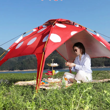 Tente de camping champignon à pois