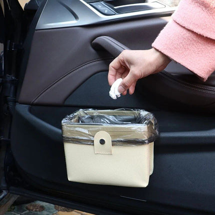 Luxury Leather Car Trash Bag with Organizer - Wnkrs