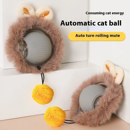 Interactive Rolling Ball Toy for Cats with Snake Tail – USB Rechargeable, Plush Design