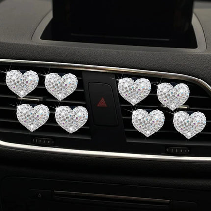 Colorful Heart-Shaped Rhinestone Car Perfume Clip - Wnkrs