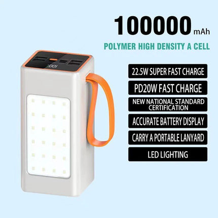 Ultra-Capacity 200000mAh Power Bank with 66W Fast Charge and LED Light - Wnkrs