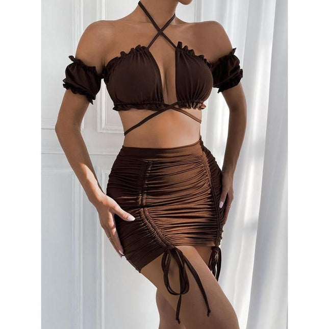 Conjunto de 2 minivestidos sexys con volantes