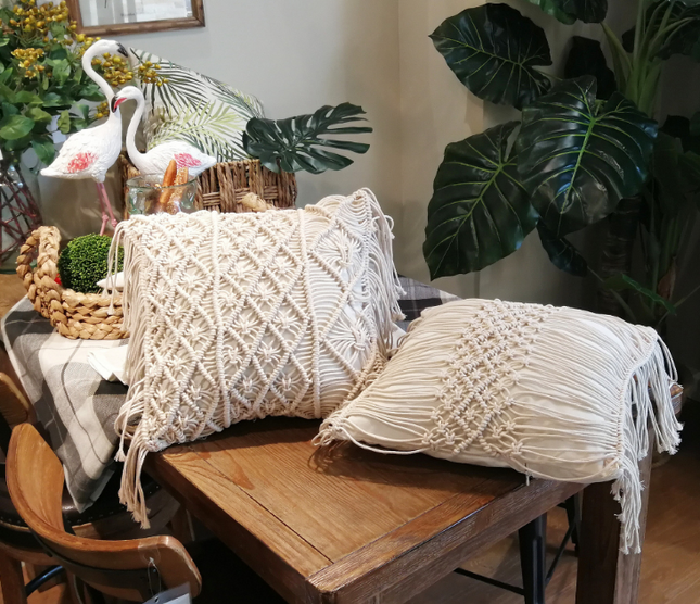 Bohemian Hand-woven Macrame Cotton Cushion Cover - Wnkrs