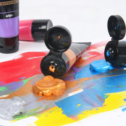 Juego de pintura acrílica de 6 colores (metálica y fluorescente), botella de 45 ml para manualidades y grafitis