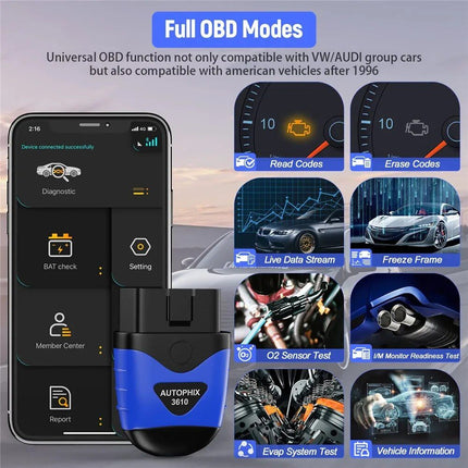 OBD2 Bluetooth Full System Diagnostic Scanner for VW, Audi, Skoda, Seat - Wnkrs