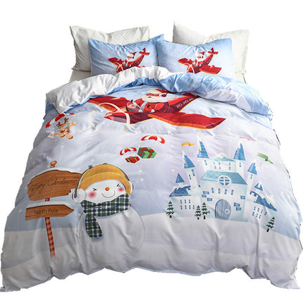 Happy Santa Claus Happy Gift 3D Digital Bed Set Of Three - Wnkrs