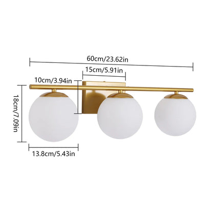 Modern Gold 3-Light Fixture with Milk White Glass Globes - Wnkrs