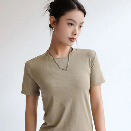 Women's Ribbed Round Neck T-Shirt