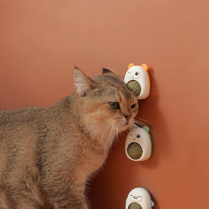 Juguete adhesivo de pared con hierba gatera natural para gatos: favorece la digestión y elimina las bolas de pelo