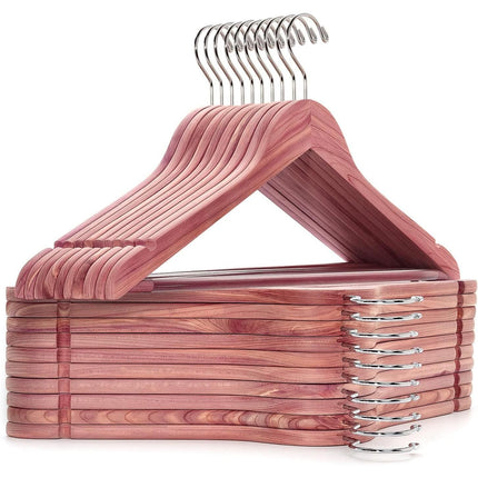 Luxurious Red Cedar Wood Hangers 30-Pack with 360° Swivel Hook - Wnkrs