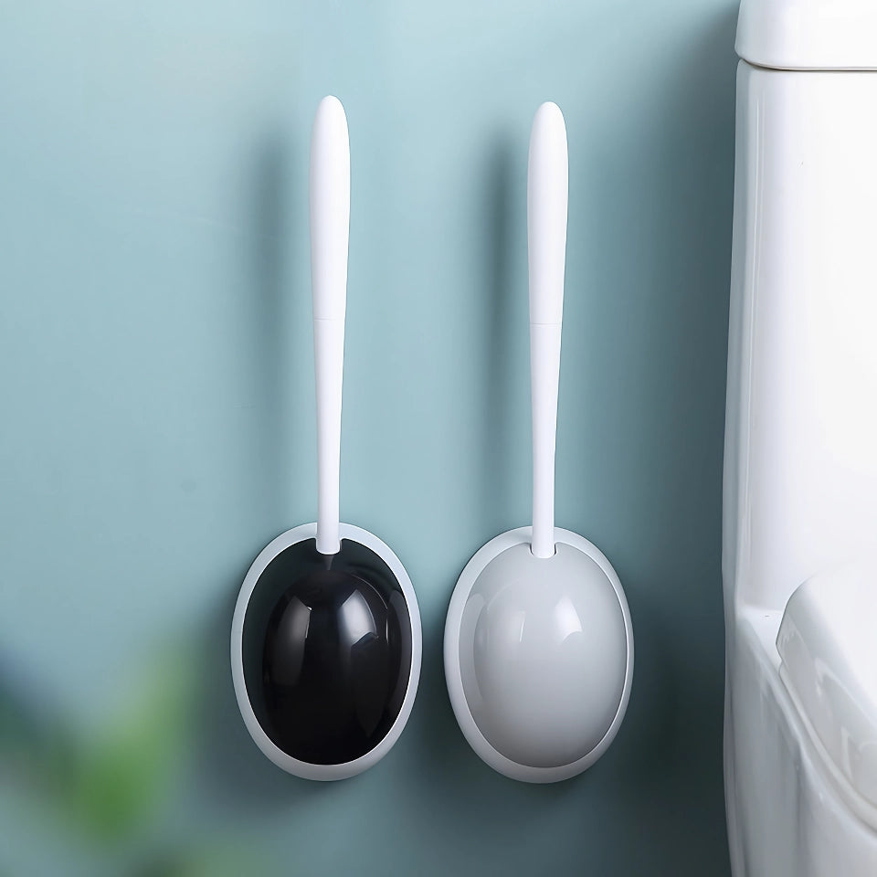 Long-Handle Toilet Brush with Compact Holder