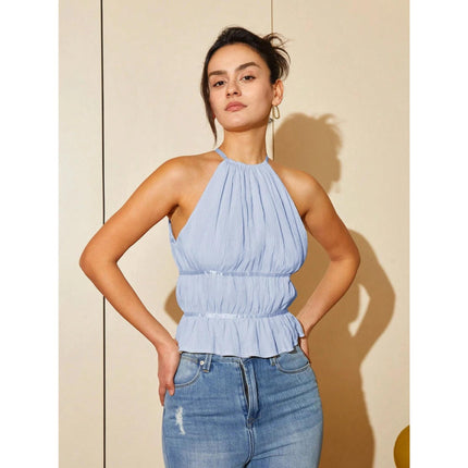 Chic Ruffle Hem Halter Top