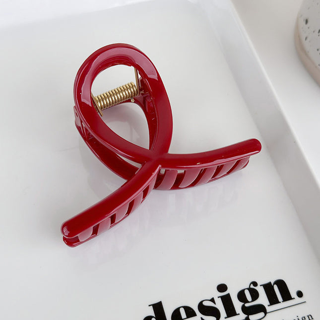 Pinza para el pelo elegante con geometría roja para mujer