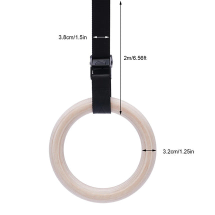 Double Circle Wood Gymnastics Rings with Quick Adjust Straps - Wnkrs