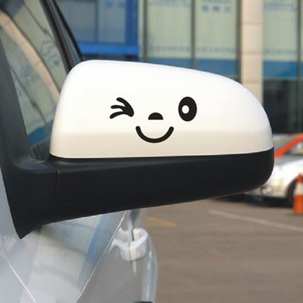 Cute Smiley Face Reflective Mirror Stickers for Cars - 2pcs - Wnkrs