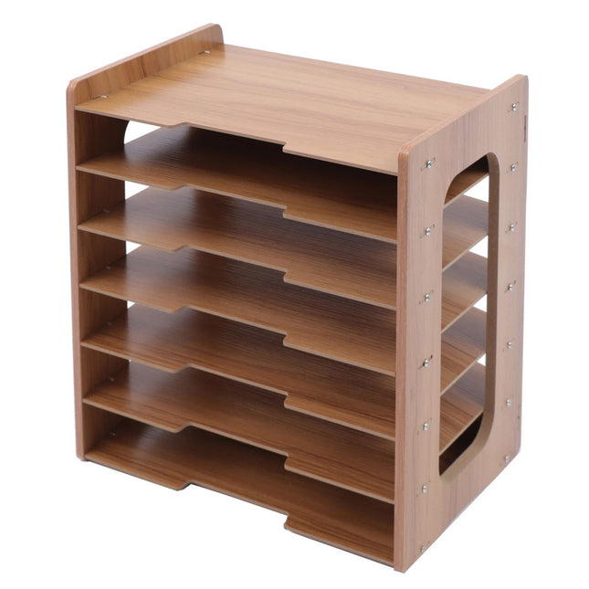 Wood Office Paper Organizer - 7Tier Widen Desktop File Holder - Wnkrs