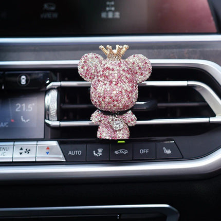 Cute Bear Car Air Vent Perfume Clip with Dazzling Rhinestone - Wnkrs