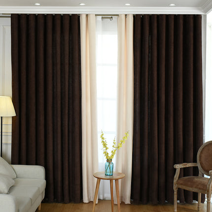 Factory direct stitching simple solid chenille curtain high shading curtain finished living room bedroom curtains - Wnkrs