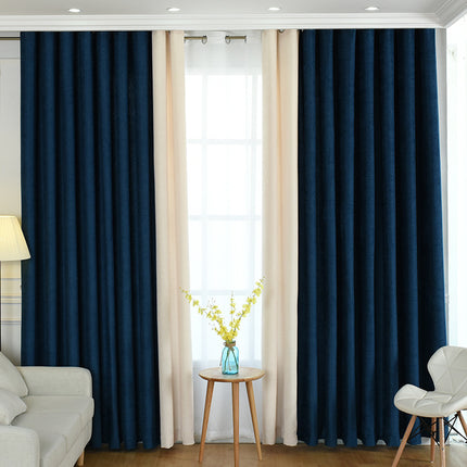 Factory direct stitching simple solid chenille curtain high shading curtain finished living room bedroom curtains - Wnkrs