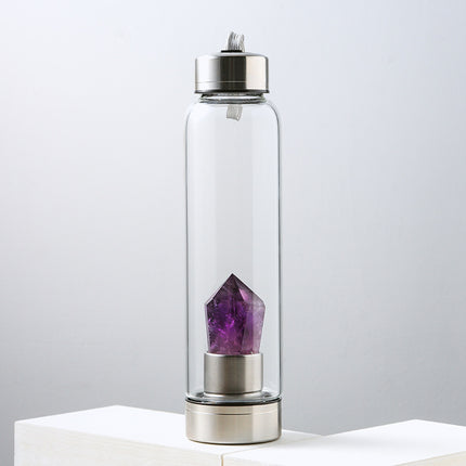 Natural Crystal Column Energy Glass Water Bottle - Wnkrs