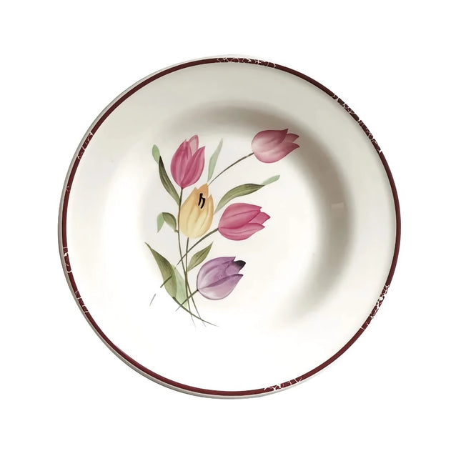 Vajilla de cerámica retro con diseño floral: elegante plato de postre y aperitivo para el té de la tarde y las comidas en casa