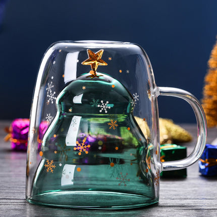 Double-layer Glass Christmas Tree Star Wish Cup High-temperature Resistant Glass Water Cup - Wnkrs