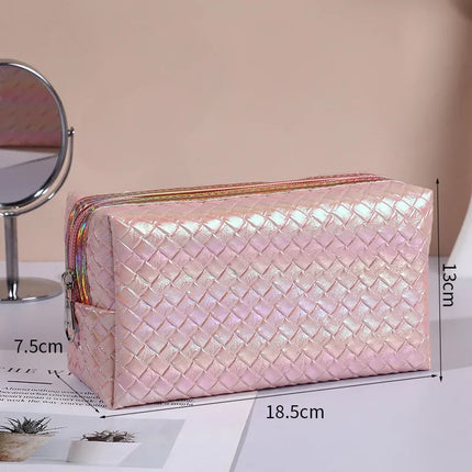 Bolsa de cosméticos de viaje de PU impermeable para mujer de moda