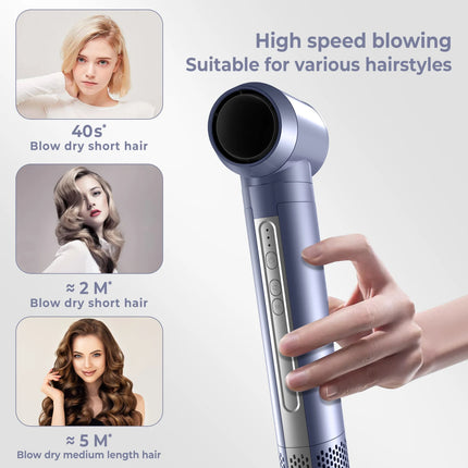 Brosse sèche-cheveux amovible 6 en 1 et outil de coiffure – Sèche-cheveux et boucleur ionique haute vitesse