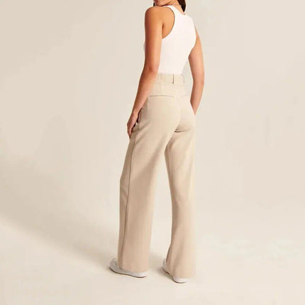 Pantalones elegantes de cintura alta y pierna ancha para mujer