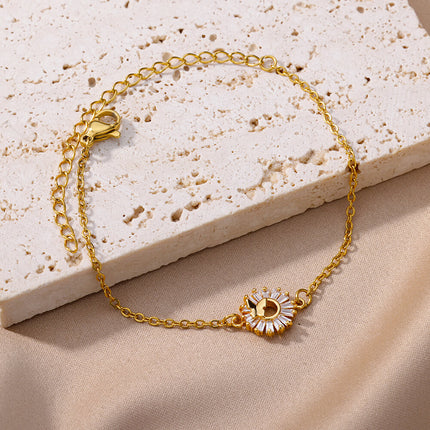 Pulsera con dije de girasol en acero inoxidable color dorado: regalo de joyería de lujo para bodas y fiestas