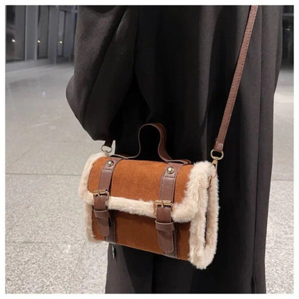 Chic Winter Plush Crossbody Bag - Wnkrs