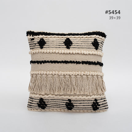 Pure Cotton Knitting Tassel Stripe Pillow - Wnkrs