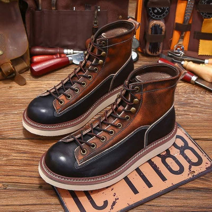 Bottines vintage en cuir de vache pour hommes faites à la main