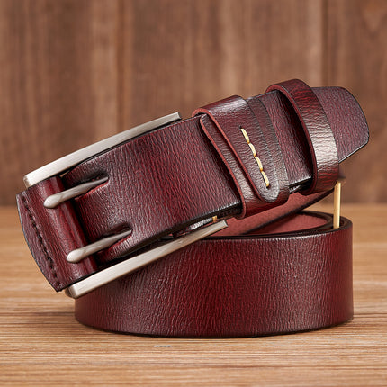 Ceinture en cuir véritable de 4 cm pour homme avec boucle à double ardillon