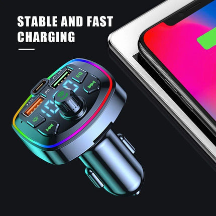 Bluetooth 5.0 Car FM Transmitter with Dual USB PD Charging & LED Backlit MP3 Player - Wnkrs