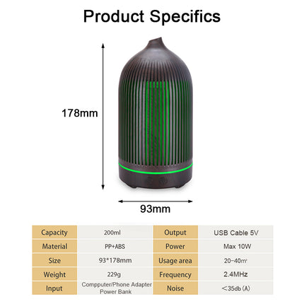 Humidificador ultrasónico compacto con vapor frío y luz LED nocturna multicolor