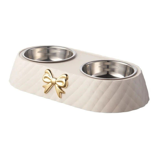 Chic Bow-Tie Dual Pet Bowl - Wnkrs