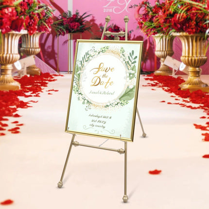 Elegant Golden Iron Floor Easel Stands for Weddings and Displays - Wnkrs