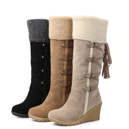 Women's Winter Fur-Trim Suede Boots - Wnkrs