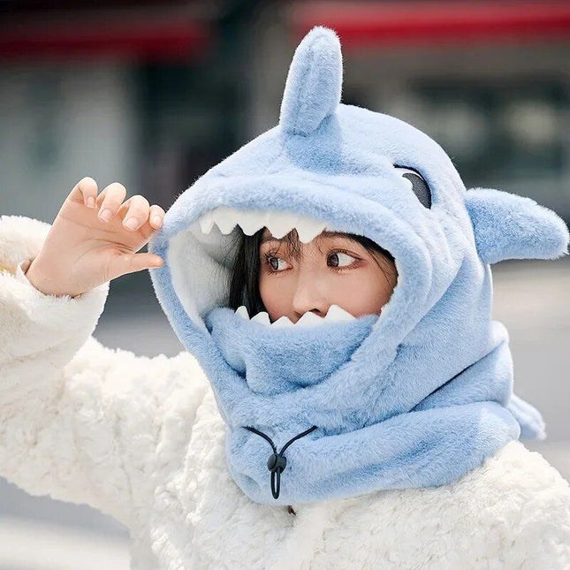 Cute Cartoon Shark Fleece Ski Helmet Cover - Comfortable & Warm Headwear for Winter Sports - Wnkrs