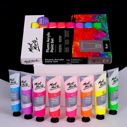 8-Color Fluorescent Acrylic Pigment Set - 36ml for Vibrant Art and Graffiti