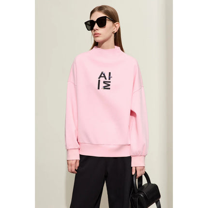 Sweat à capuche streetwear brodé minimaliste pour femme