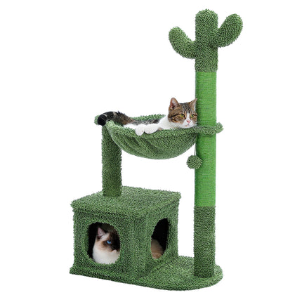 Árbol para gatos en forma de cactus con hamaca, poste rascador y cuerda de sisal