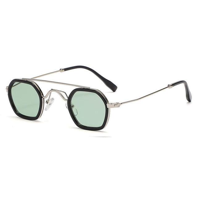 Lunettes de soleil style Steampunk : petite monture ronde, UV400, design carré rétro