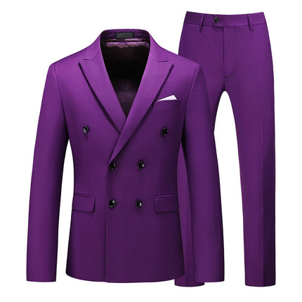 Men's Solid Color Double Breasted Tuxedo Suit - Wnkrs