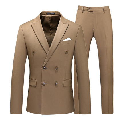 Men's Solid Color Double Breasted Tuxedo Suit - Wnkrs