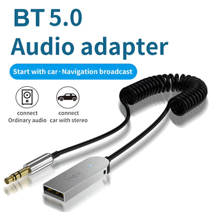 Adaptateur récepteur audio de voiture sans fil Bluetooth 5.0 avec appels mains libres et prise auxiliaire 3,5 mm