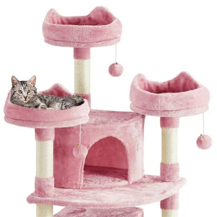 Pink 69'' Multi-Level Cat Tree with Condos, Scratching Posts & Platforms - Wnkrs