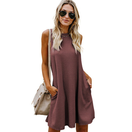 Slim High Waist Dress Simple Style Solid Color