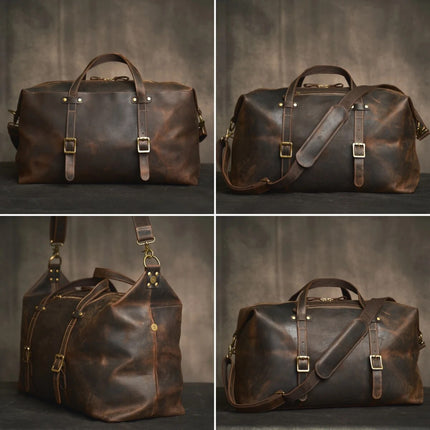 Bolso de viaje vintage de cuero genuino para hombre